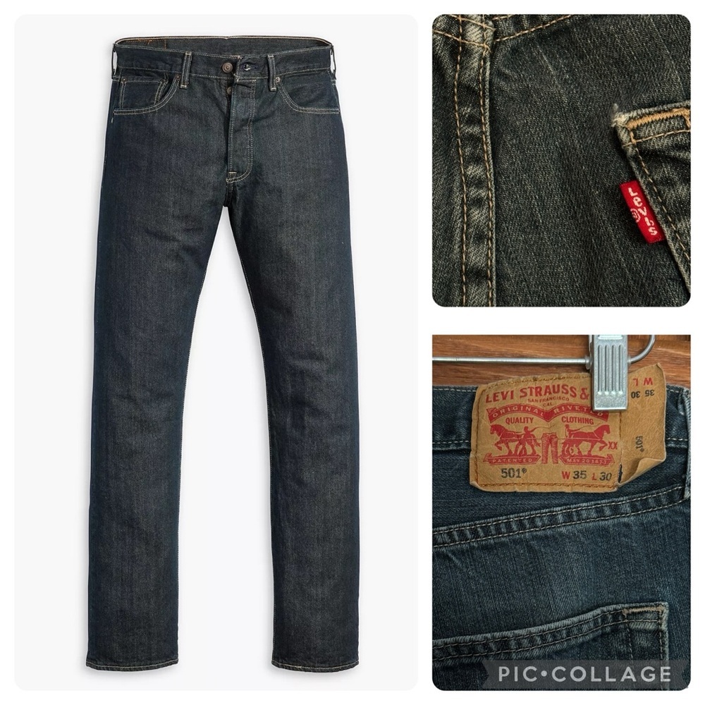 Levi’s Men’s 501 Original Straight Leg Button Fly Jeans in‎ Dark Wash, W35 L30